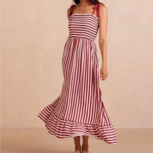 Summersalt Striped Red and White Maxi Dress, Size Small